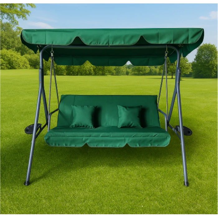 Гойдалка з подушками та підсклянниками на 3 особи LEOBRO Зелена