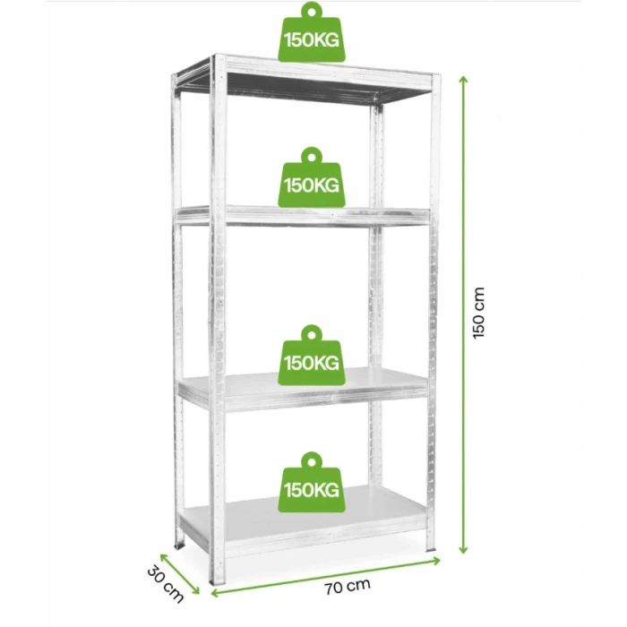 Стелаж LEOBRO Premium 150 х 70 х 30 см, 150кг/полиця, 4 полиці (LB-R109)