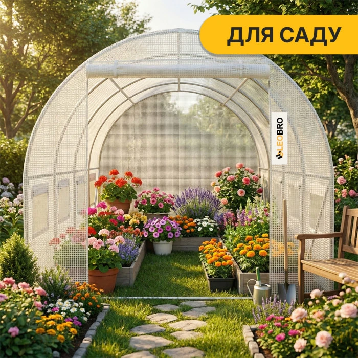 Садова теплиця парник LEOBRO Garden 10м2 White MultiDoor (LB-G112-WHT)