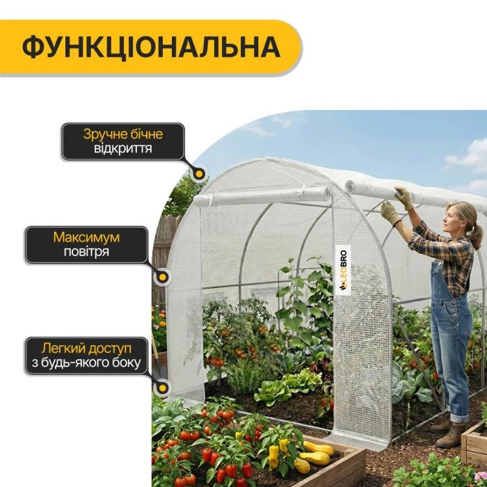 Садова теплиця парник LEOBRO Garden 10м2 White MultiDoor (LB-G112-WHT)
