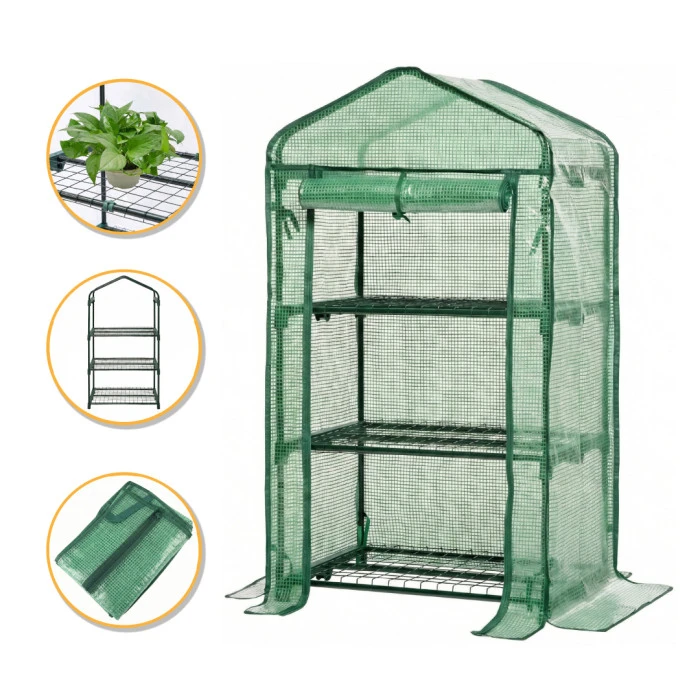 Стелаж-теплиця LEOBRO 125х69х49 см на 3 полиці Green (LB-G116)