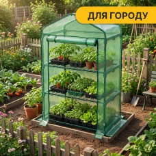 Стелаж-теплиця LEOBRO 125х69х49 см на 3 полиці Green (LB-G116)