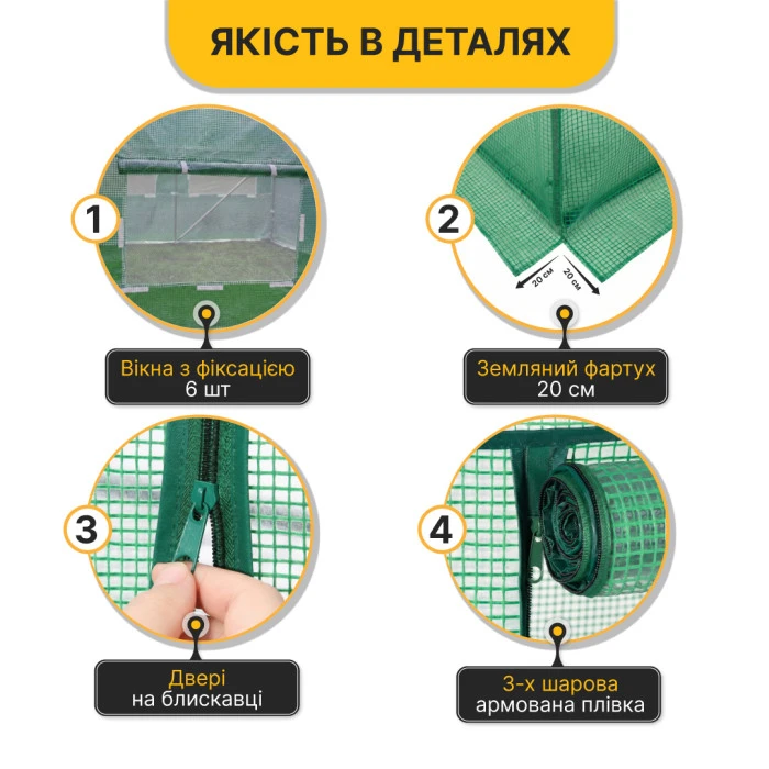 Плівка для теплиці LEOBRO 6м2 армована (LB-GC130-GRN)