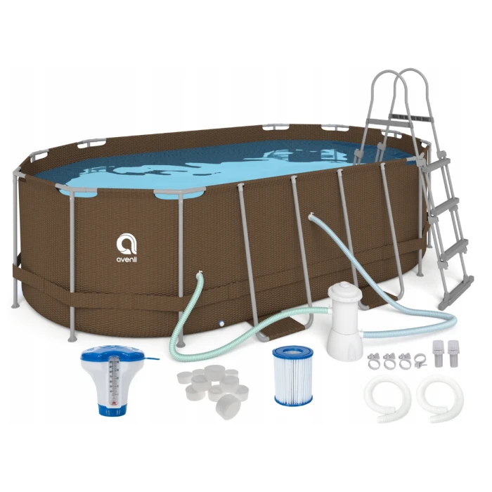 Бассейн каркасный, прямоугольный Avenli 427x275x100 см. (Brown) 16в1 (2820)