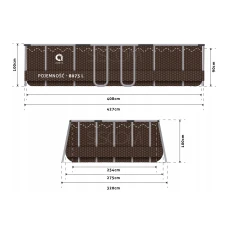 Бассейн каркасный, прямоугольный Avenli 427x275x100 см. (Brown) 16в1 (2820)