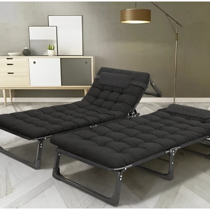 Розкладне ліжко (розкладачка) з подушкою LEOBRO Темно-сіре (FB-S04-PPB)