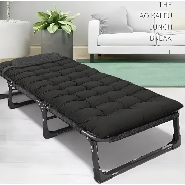 Розкладне ліжко (розкладачка) з подушкою LEOBRO Темно-сіре (FB-S04-PPB)