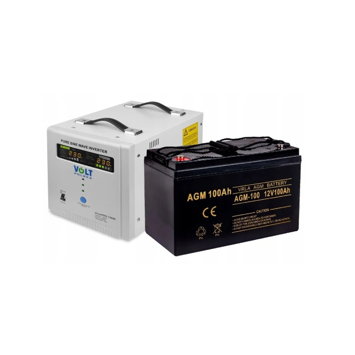 Аварійний комплект Volt Polska SINUS PRO 1500 E 12/230V 1050/1500W + Акумулятор VOLT AGM VRLA 100Ah 12V