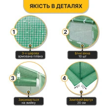 Посилена теплиця садова парник LEOBRO Garden 18м2 Green (LB-18M25)