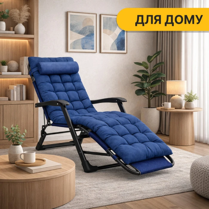 Раскладное кресло кровать с подушкой LEOBRO Темно-синий (LB-FCB-G1-BLU)