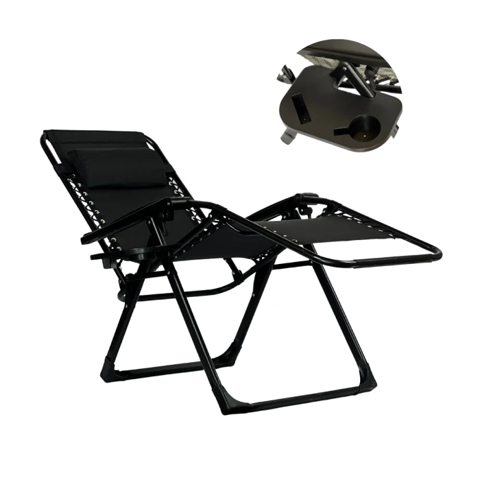 Розкладне крісло шезлонг LEOBRO Zero Gravity Premium Black (LB-ZGC-G2-BLK)