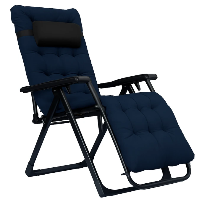 Розкладне крісло шезлонг LEOBRO Zero Gravity Premium Plus Dark Navy Blue (LB-ZGC-K2-DNB)