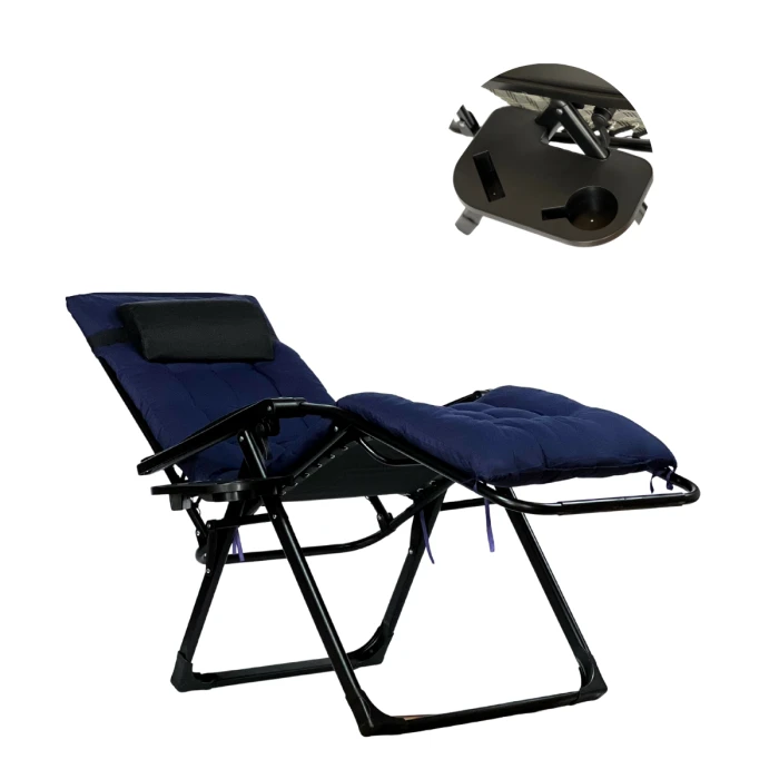 Розкладне крісло шезлонг LEOBRO Zero Gravity Premium Plus Dark Navy Blue (LB-ZGC-K2-DNB)