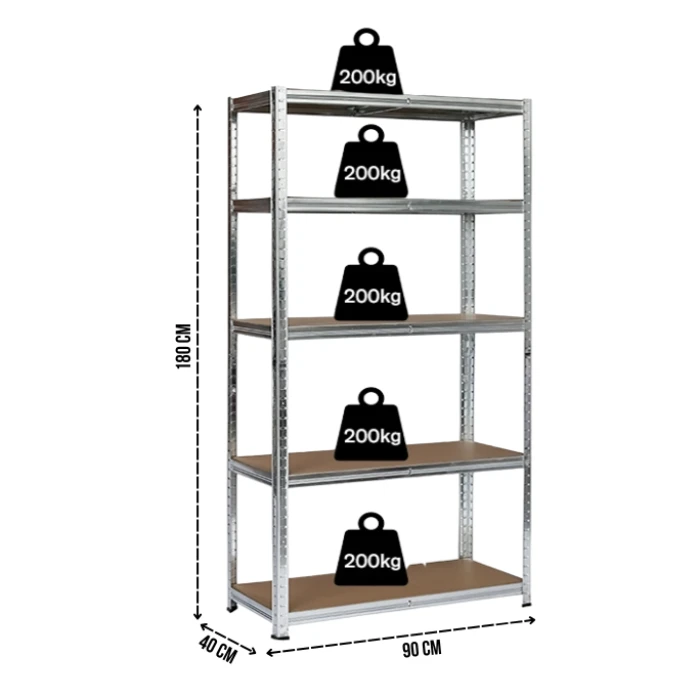 Стелаж LEOBRO Premium 180 х 90 х 40 см, 200кг/полиця, 5 полиць (LB-R106)