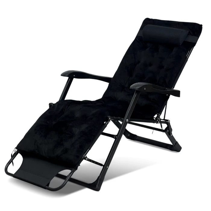 Розкладне крісло ліжко з оксамитовим матрацом LEOBRO Black (LB-FCB-G4-BLK)