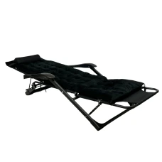 Розкладне крісло ліжко з оксамитовим матрацом LEOBRO Black (LB-FCB-G4-BLK)