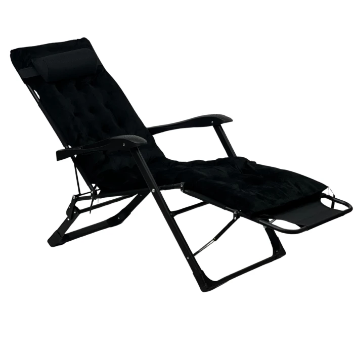 Розкладне крісло ліжко з оксамитовим матрацом LEOBRO Black (LB-FCB-G4-BLK)