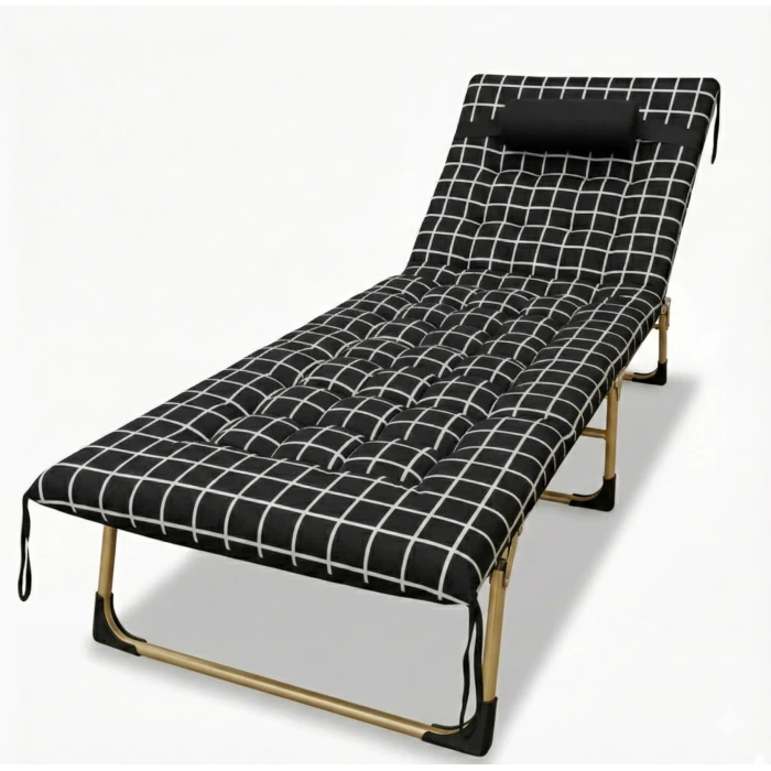 Розкладне ліжко (розкладачка) з оксамитовим матрацом і подушкою LEOBRO (LB-FB-B3-PAT)