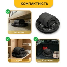 Підвісне плетене крісло-гойдалка LEOBRO Boho Deluxe XL 80 см Black (LB-1111)