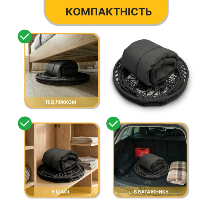 Підвісне плетене крісло-гойдалка LEOBRO Boho Deluxe XL 80 см Black (LB-1111)