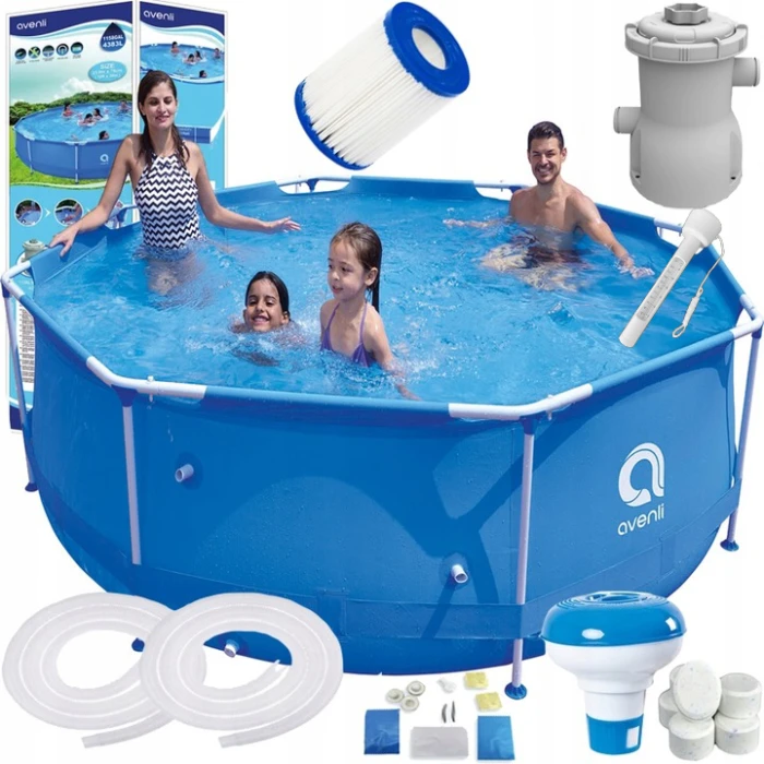Каркасный круглый бассейн Avenli 305х76см комплект 17в1 с градусником