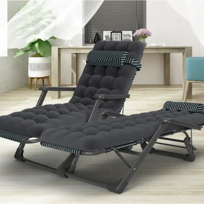 Розкладне крісло шезлонг з подушкою LEOBRO темно-сіре (FCB-S04-PP)