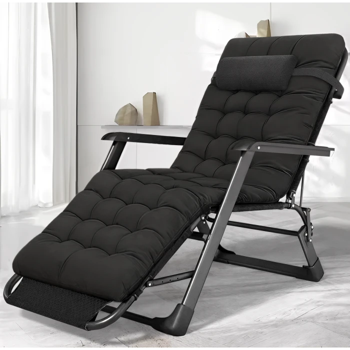 Розкладне крісло ліжко з подушкою LEOBRO Чорний (LB-FCB-G1-BLK)