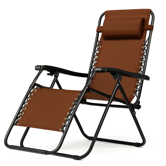 Розкладне крісло шезлонг LEOBRO Zero Gravity Premium Brown (LB-ZGC-G2-BRN)