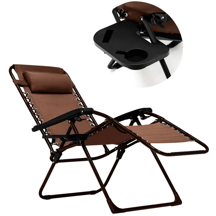Розкладне крісло шезлонг LEOBRO Zero Gravity Premium Brown (LB-ZGC-G2-BRN)
