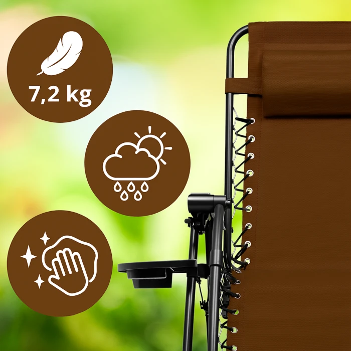 Розкладне крісло шезлонг LEOBRO Zero Gravity Premium Brown (LB-ZGC-G2-BRN)