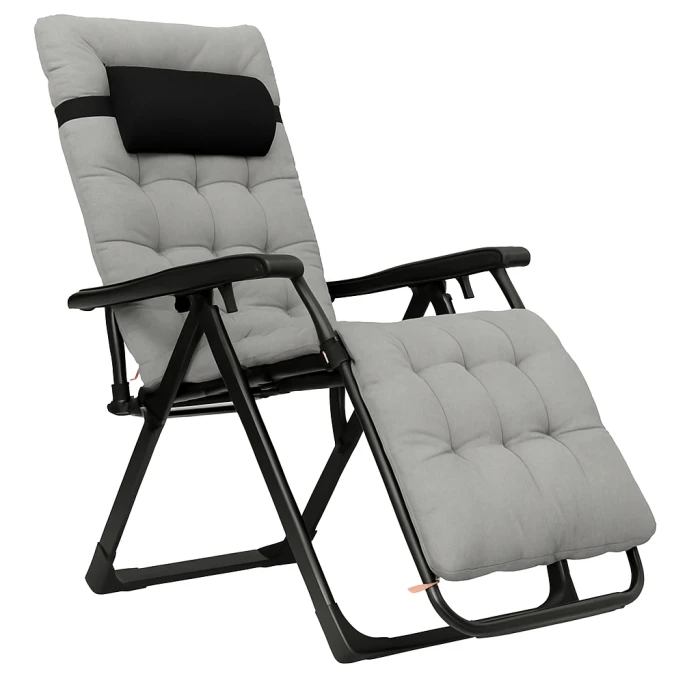 Розкладне крісло шезлонг LEOBRO Zero Gravity Premium Plus Grey (LB-ZGC-K2-GRY)