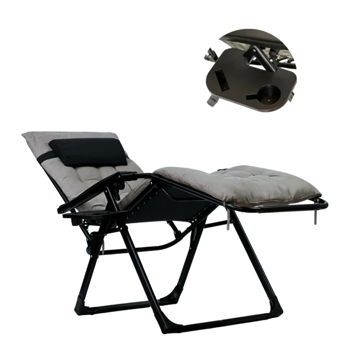 Розкладне крісло шезлонг LEOBRO Zero Gravity Premium Plus Grey (LB-ZGC-K2-GRY)