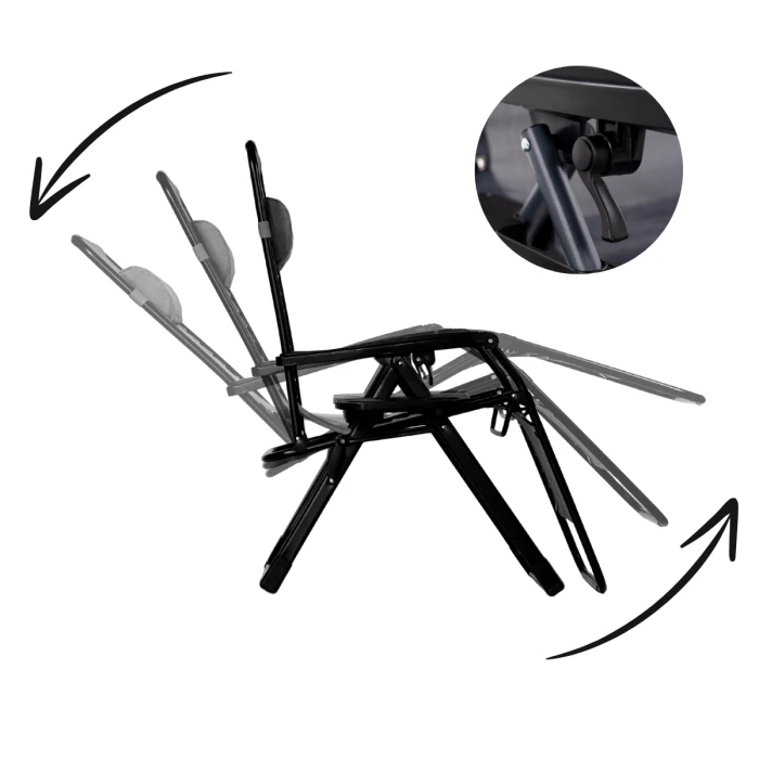 Розкладне крісло шезлонг LEOBRO Zero Gravity Premium Plus Grey (LB-ZGC-K2-GRY)