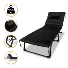 Розкладне ліжко (розкладачка) з оксамитовим матрацом і подушкою LEOBRO Black (LB-FB-A3-BLK)