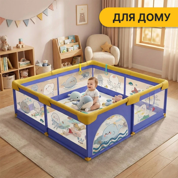 Дитячий манеж LEOBRO "Морський Кит" 180 x 200 см (LB-1008)