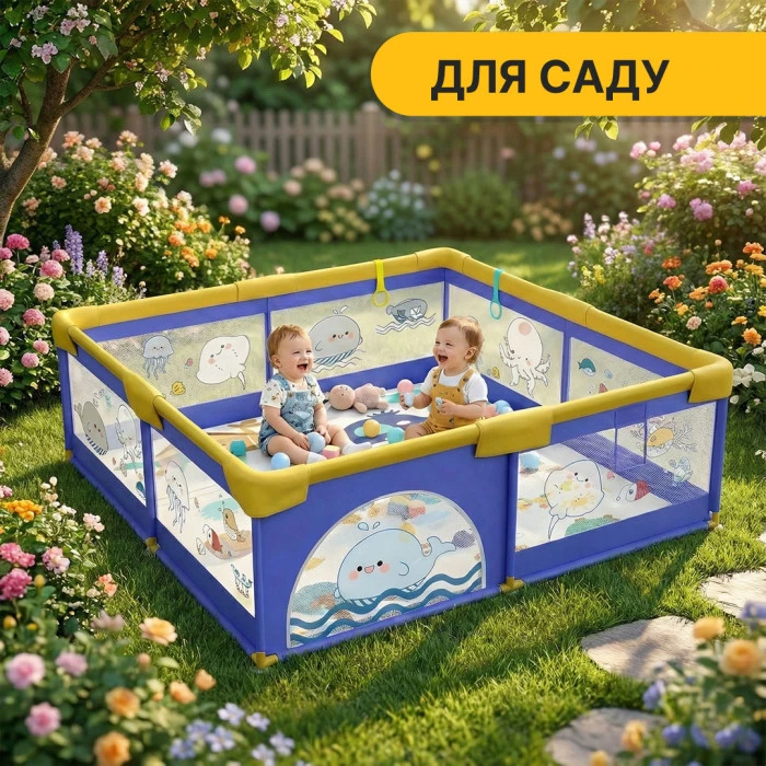 Дитячий манеж LEOBRO "Морський Кит" 180 x 200 см (LB-1008)