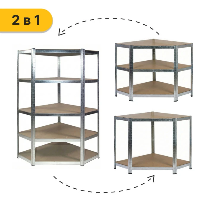 Стелаж кутовий LEOBRO Premium 180 х 90 х 40 см, 175кг/полиця, 5 полиць (LB-R123)