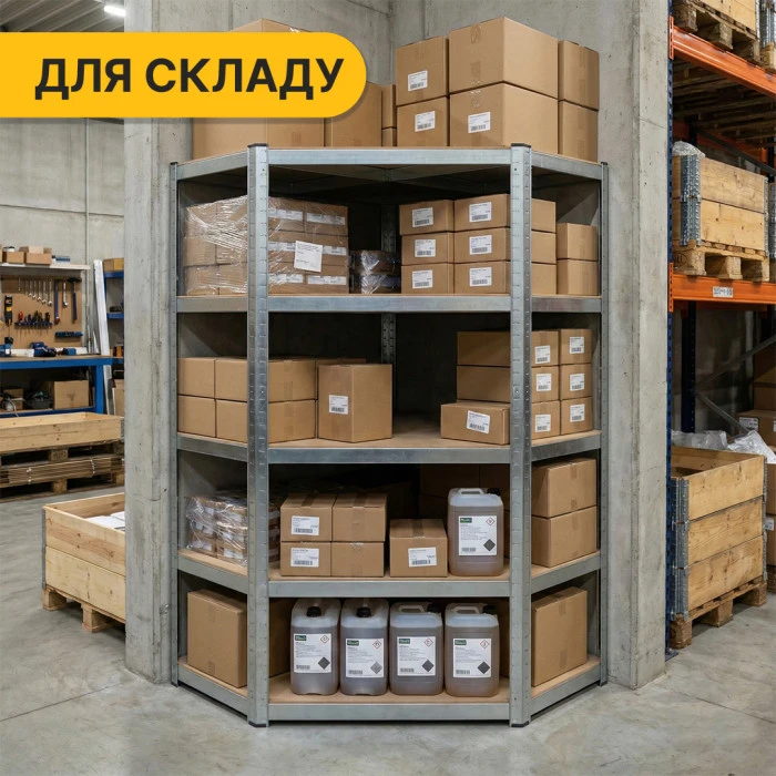 Стелаж кутовий LEOBRO Premium 180 х 90 х 40 см, 175кг/полиця, 5 полиць (LB-R123)