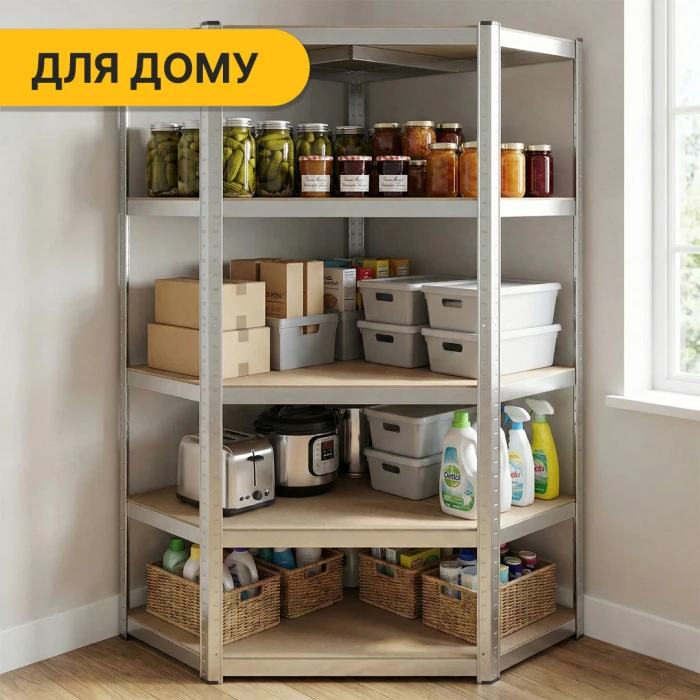 Стелаж кутовий LEOBRO Premium 180 х 90 х 40 см, 175кг/полиця, 5 полиць (LB-R123)