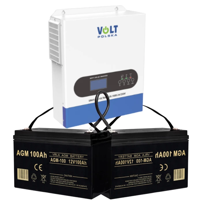 Комплект Volt Polska ULTRA PLUS 7000 24/230V (3500/7000W) + 2 шт Акумулятор VOLT VRLA 100Ah 12V