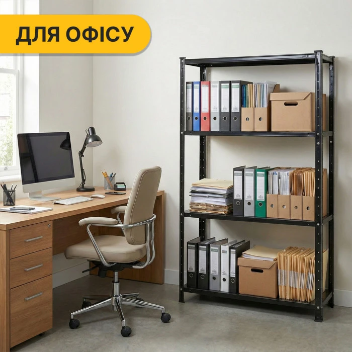 Стелаж з металевими полицями LEOBRO 150 х 75 х 30 см, 35кг/полиця, 4 полиці (LB-R125)