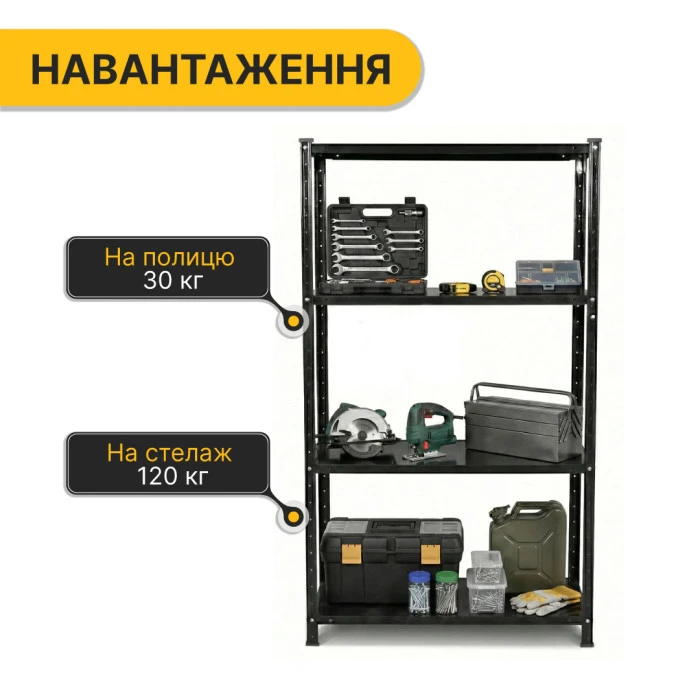 Стелаж з металевими полицями LEOBRO 150 х 75 х 30 см, 35кг/полиця, 4 полиці (LB-R125)