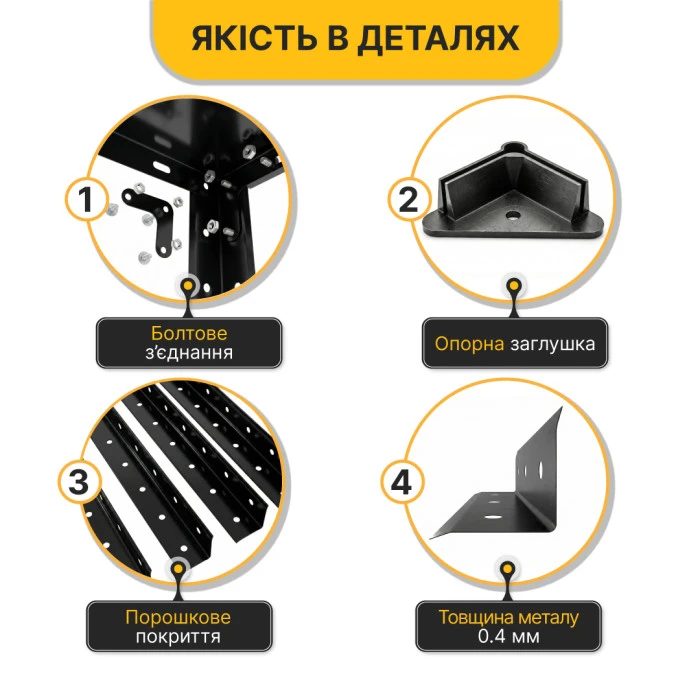 Стелаж з металевими полицями LEOBRO 150 х 75 х 30 см, 35кг/полиця, 4 полиці (LB-R125)