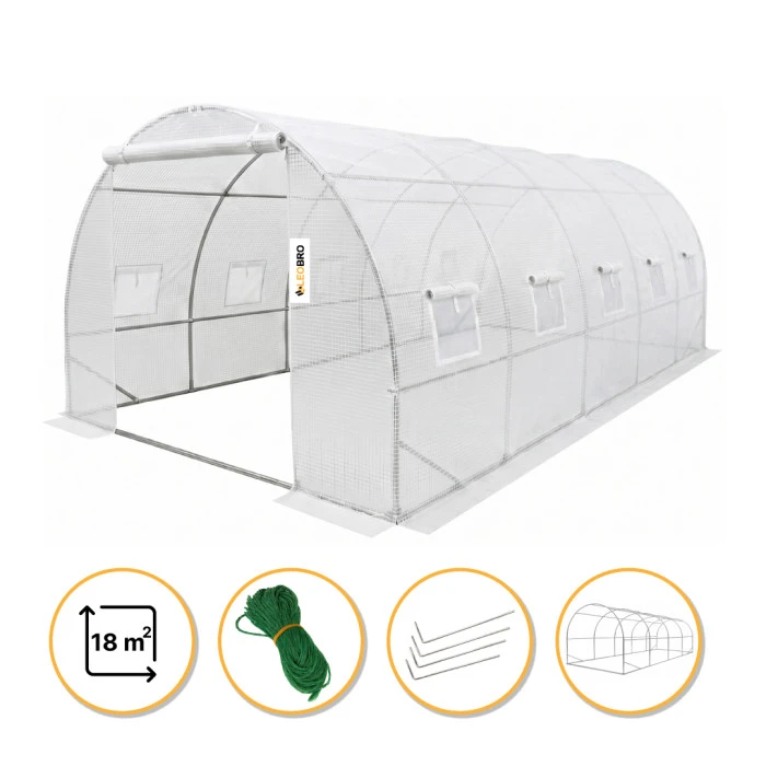 Посилена теплиця садова парник LEOBRO Garden 18м2 White (LB-18M25W)