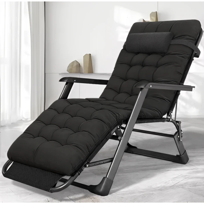 Розкладне крісло ліжко з подушкою та матрацом LEOBRO Чорне
