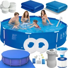 Каркасный круглый бассейн Avenli 366х76см комплект 17в1 с градусником