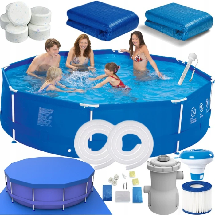 Каркасный круглый бассейн Avenli 366х76см комплект 17в1 с градусником