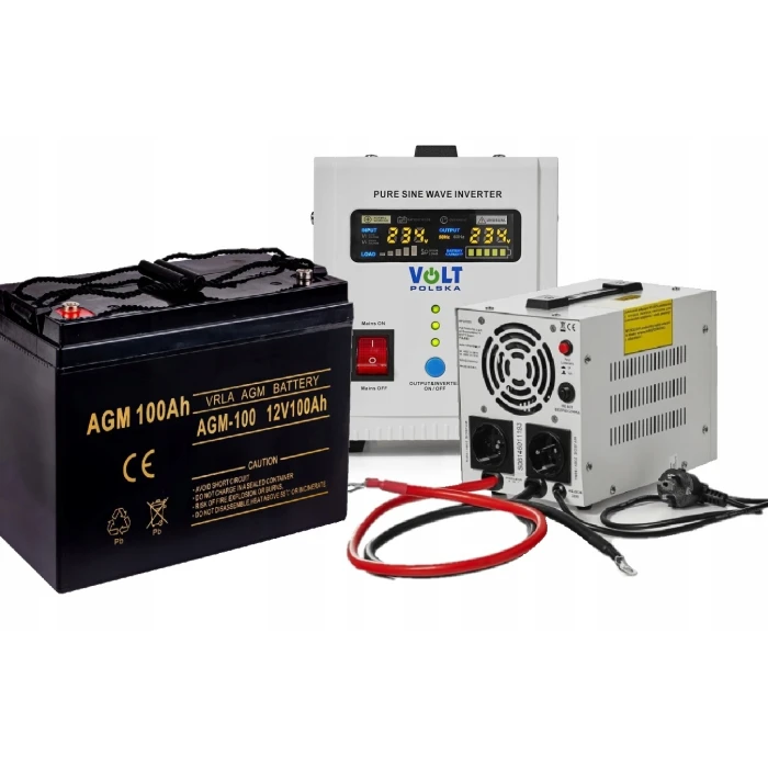 Аварійний комплект Volt Polska SINUS PRO 500 E 12/230V 350/500W + Акумулятор VOLT AGM VRLA 100Ah 12V