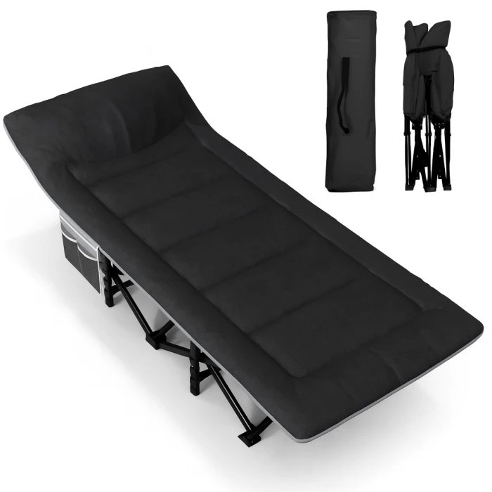 Туристична похідна розкладачка з вбудованим матрацом LEOBRO Black (LB-CC-K1-BLK)