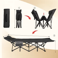 Туристична похідна розкладачка з вбудованим матрацом LEOBRO Black (LB-CC-K1-BLK)